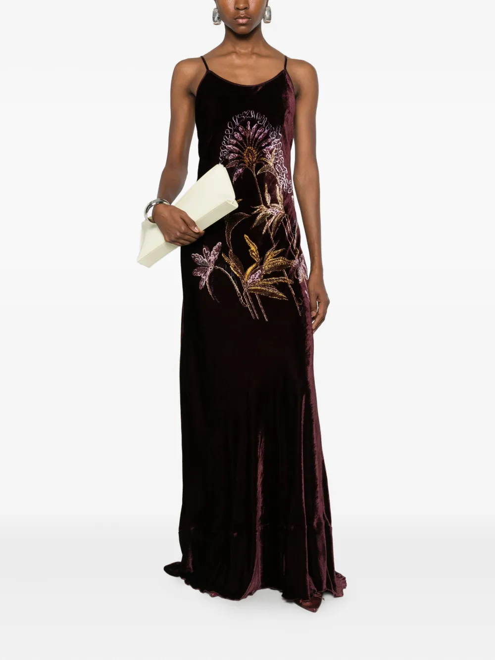 Forte Forte floral-detail maxi dress - Bruin