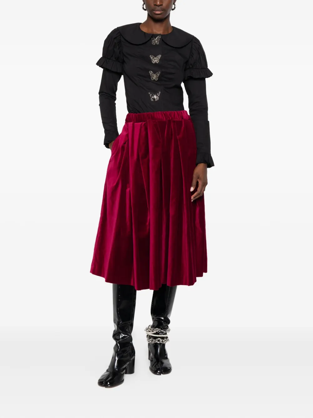 Comme Des Garçons pleated midi skirt - Rood