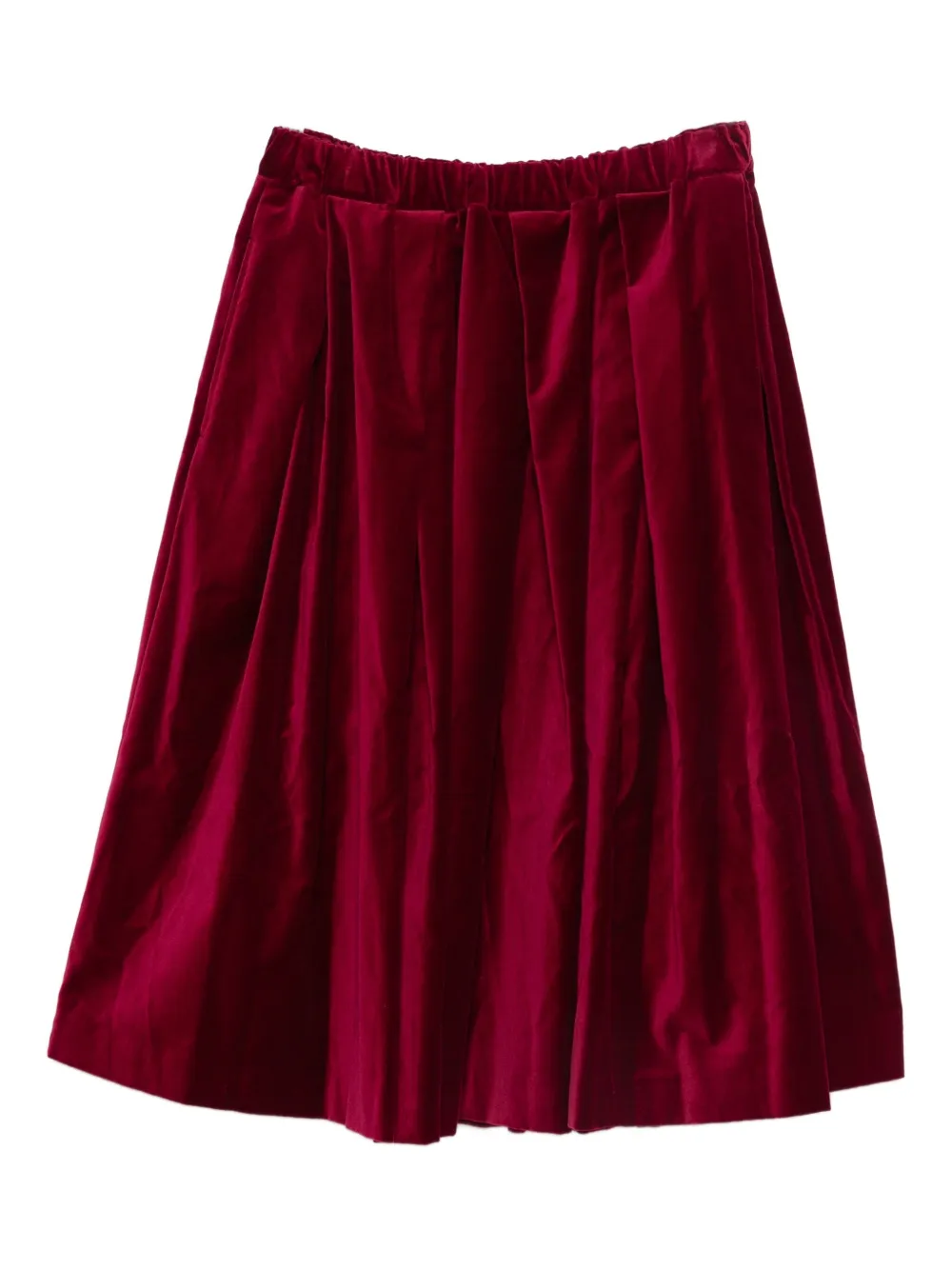 Comme Des Garçons Pleated Midi Skirt In Red