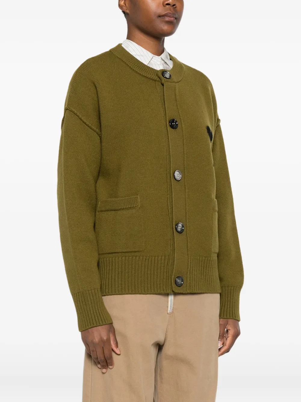 AMI Paris Vest met opgestikte zak en logo Bruin