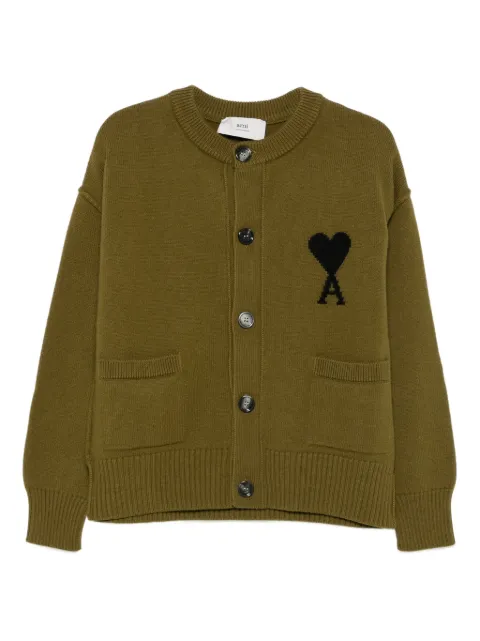 AMI Paris heart-logo patch-pocket cardigan