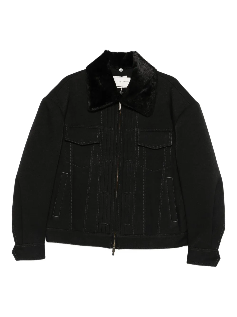 Feng Chen Wang fur-collar zip-up jacket | Black | Image 1