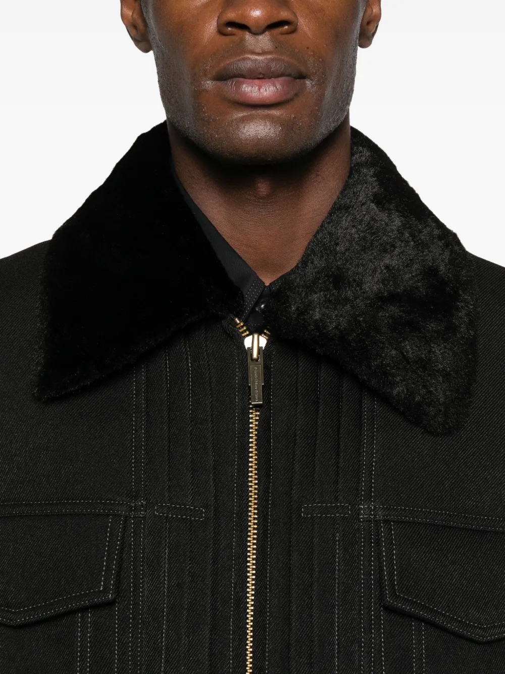 Feng Chen Wang Fur-collar Zip-up Jacket In Black