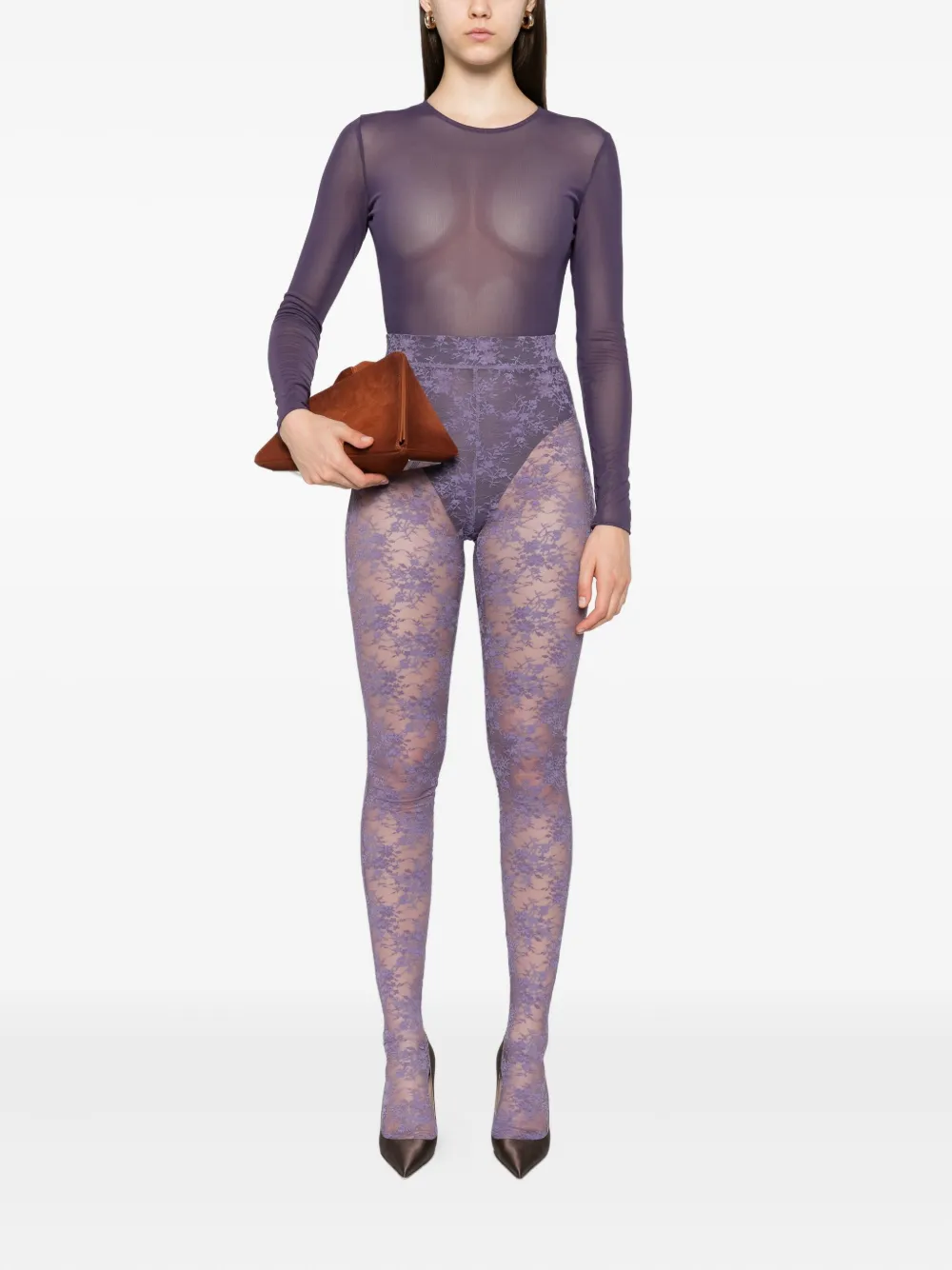 Alex Perry Legging met bloemenkant Paars