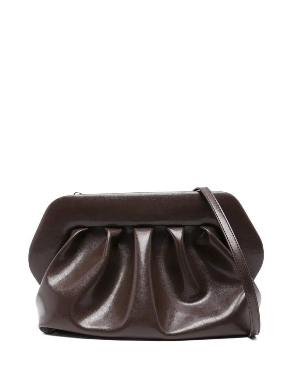Themoirè Gathered Clutch Bag In Brown