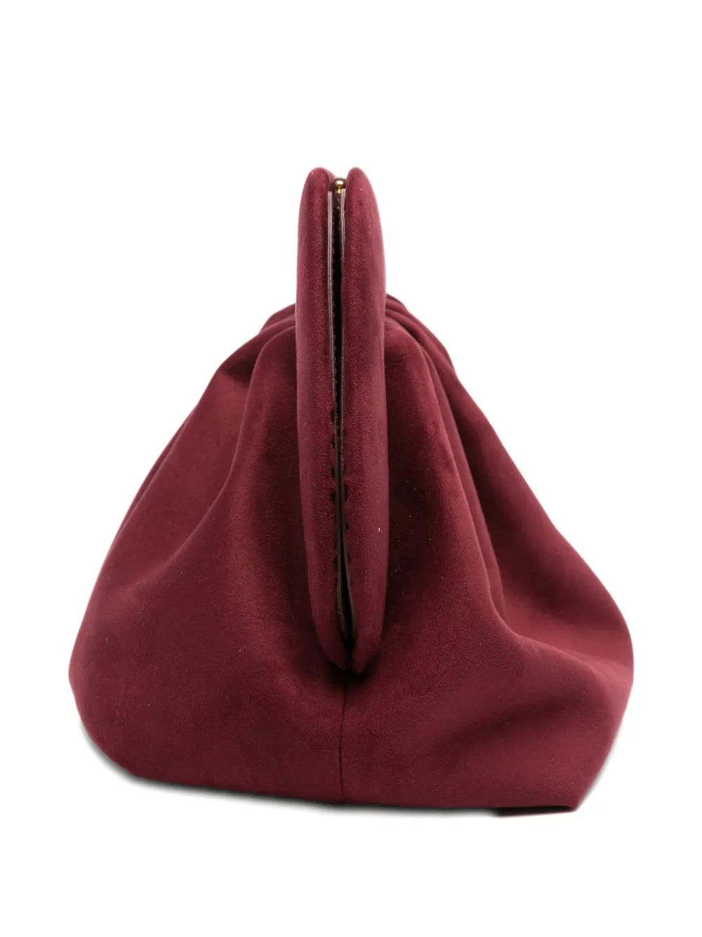 Themoirè Detachable Strap Pleated Suede Clutch In Red