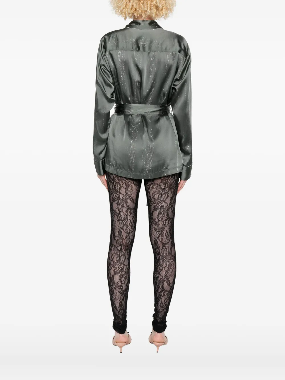 Forte Jack met metallic detail en ceintuur Groen