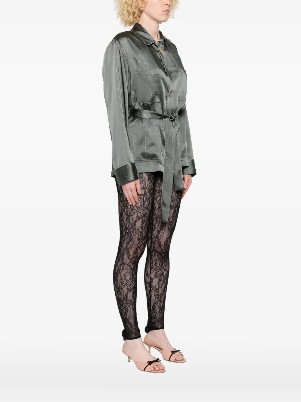 Forte Jack met metallic detail en ceintuur Groen