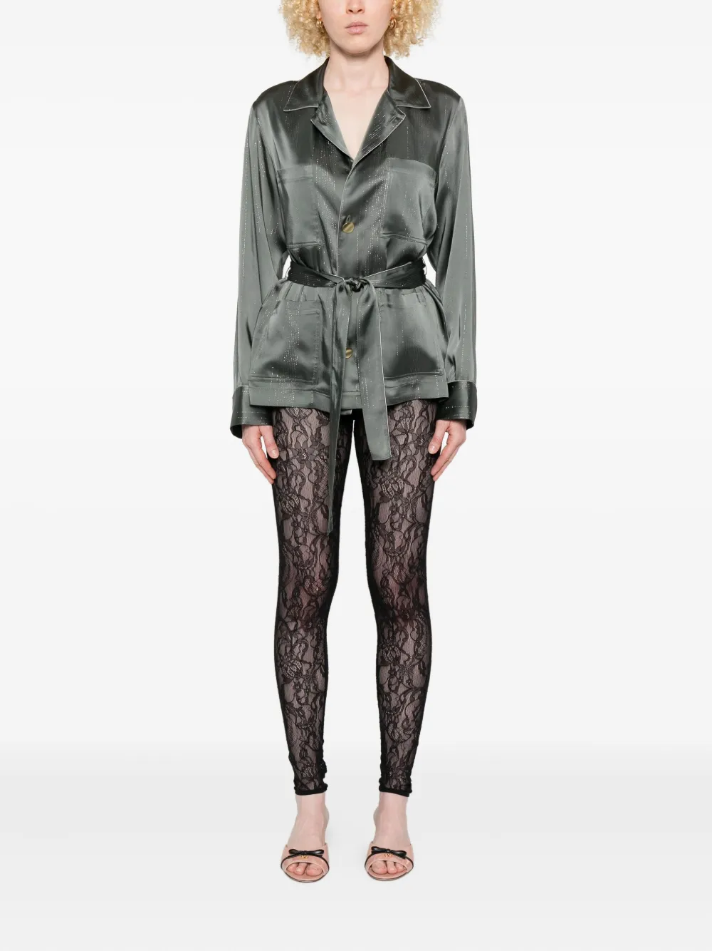 Forte Jack met metallic detail en ceintuur Groen