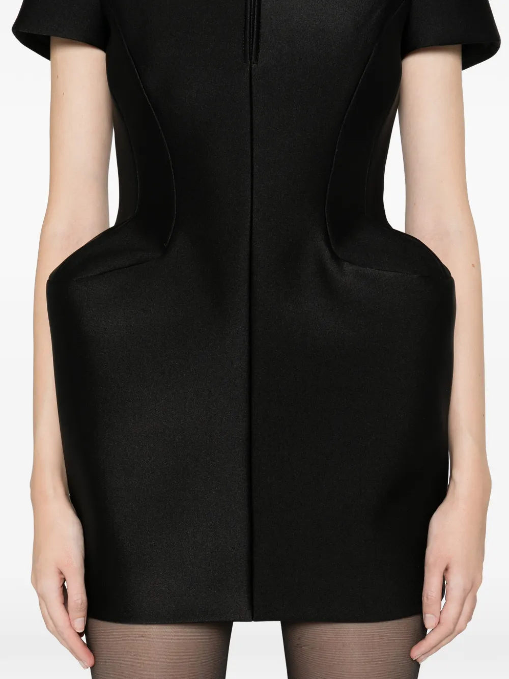 David Koma Zip Short-sleeve Mini Dress In Black