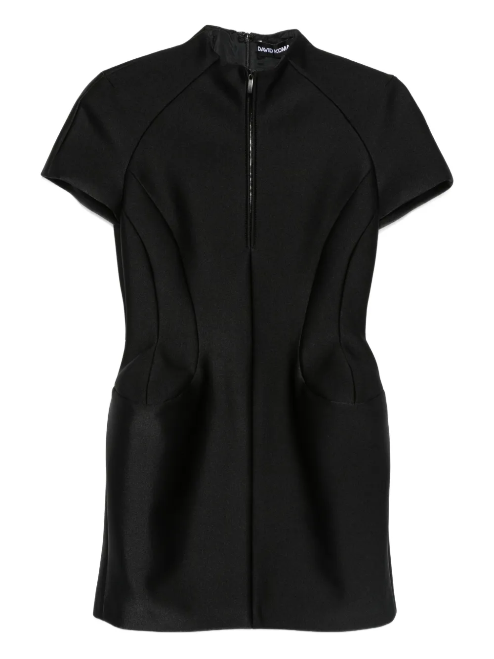 David Koma Zip Short-sleeve Mini Dress In Black