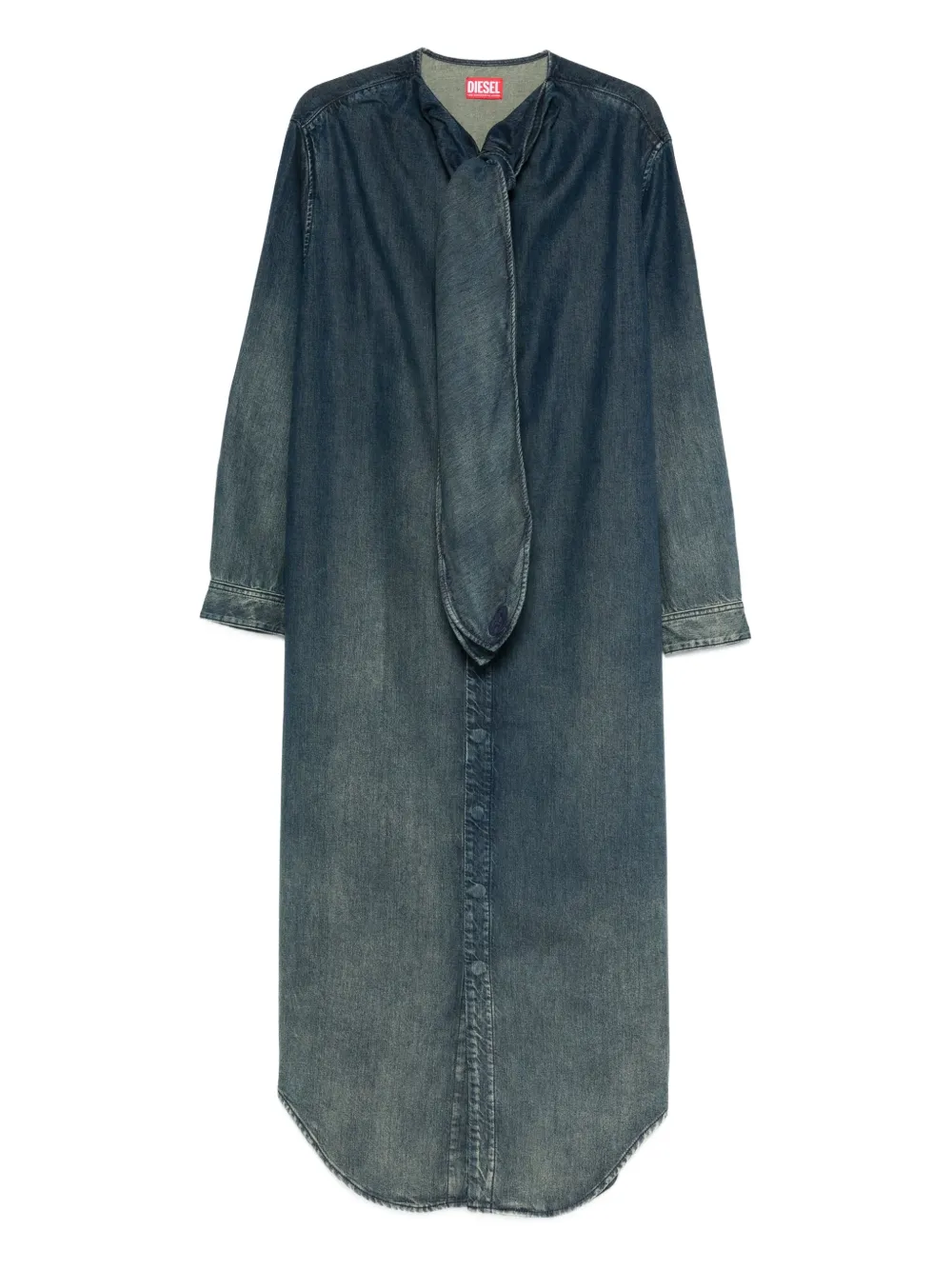 Diesel tie-neck denim maxi dress - ブルー Diesel tie-neck denim maxi dress - ブルー