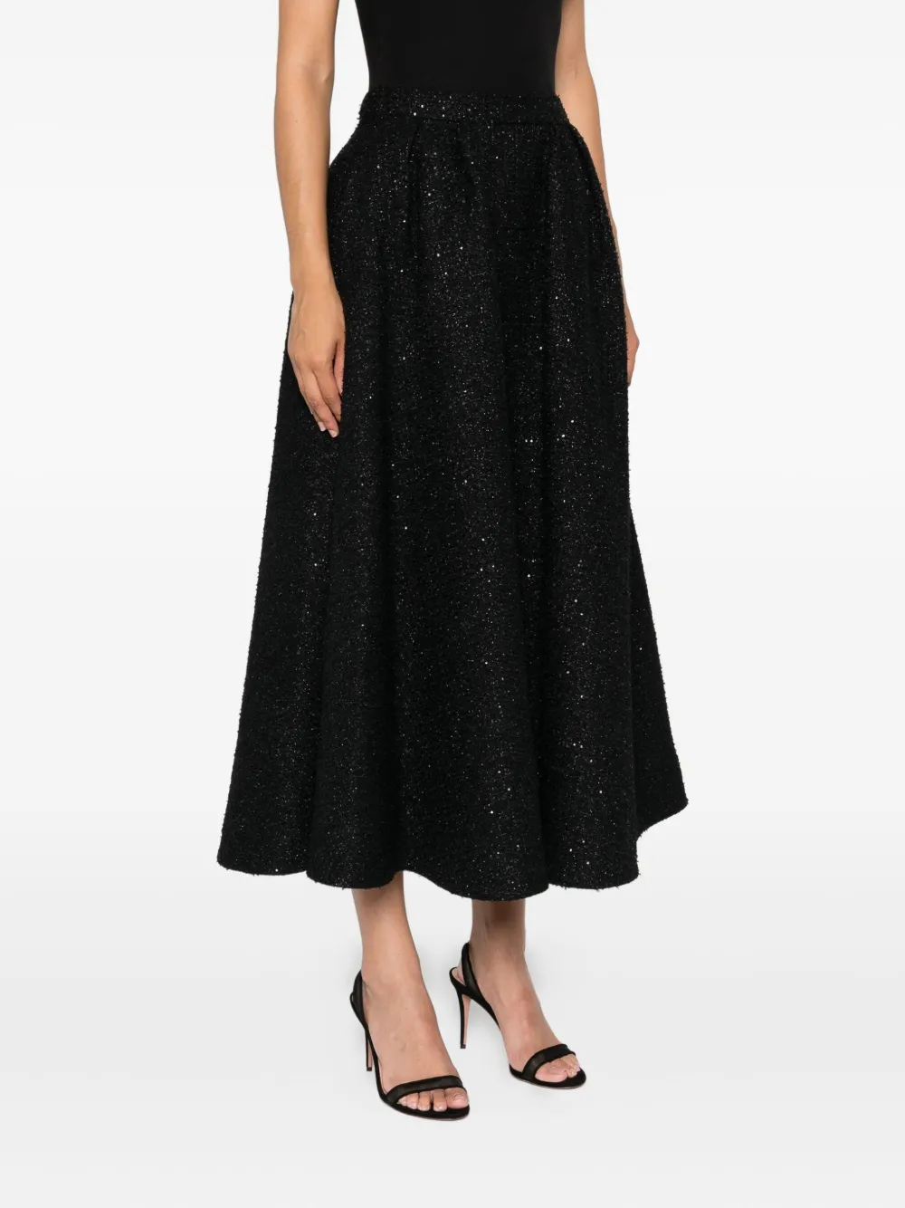 Alessandra Rich sequin-embellished pleated skirt Zwart