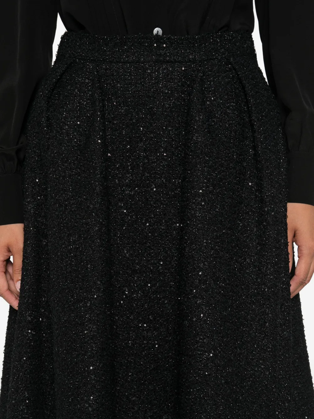 Alessandra Rich sequin-embellished pleated skirt Zwart