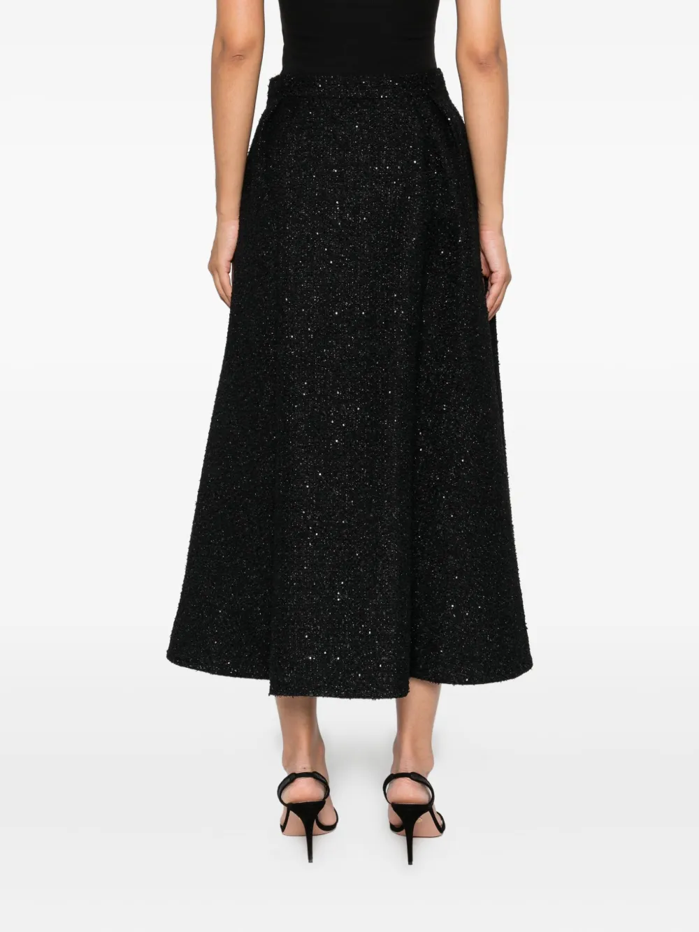 Alessandra Rich sequin-embellished pleated skirt Zwart