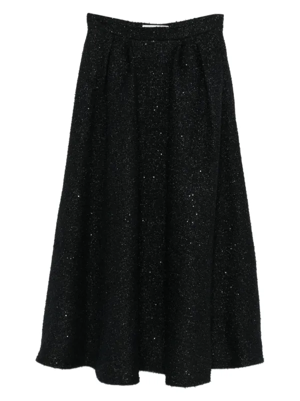 Alessandra Rich Sequin-embellished Pleated Skirt in Black