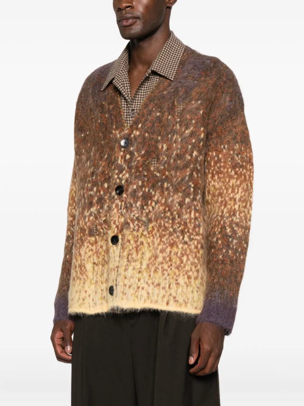 Feng Chen Wang Buttoned-up Cardigan In Brown