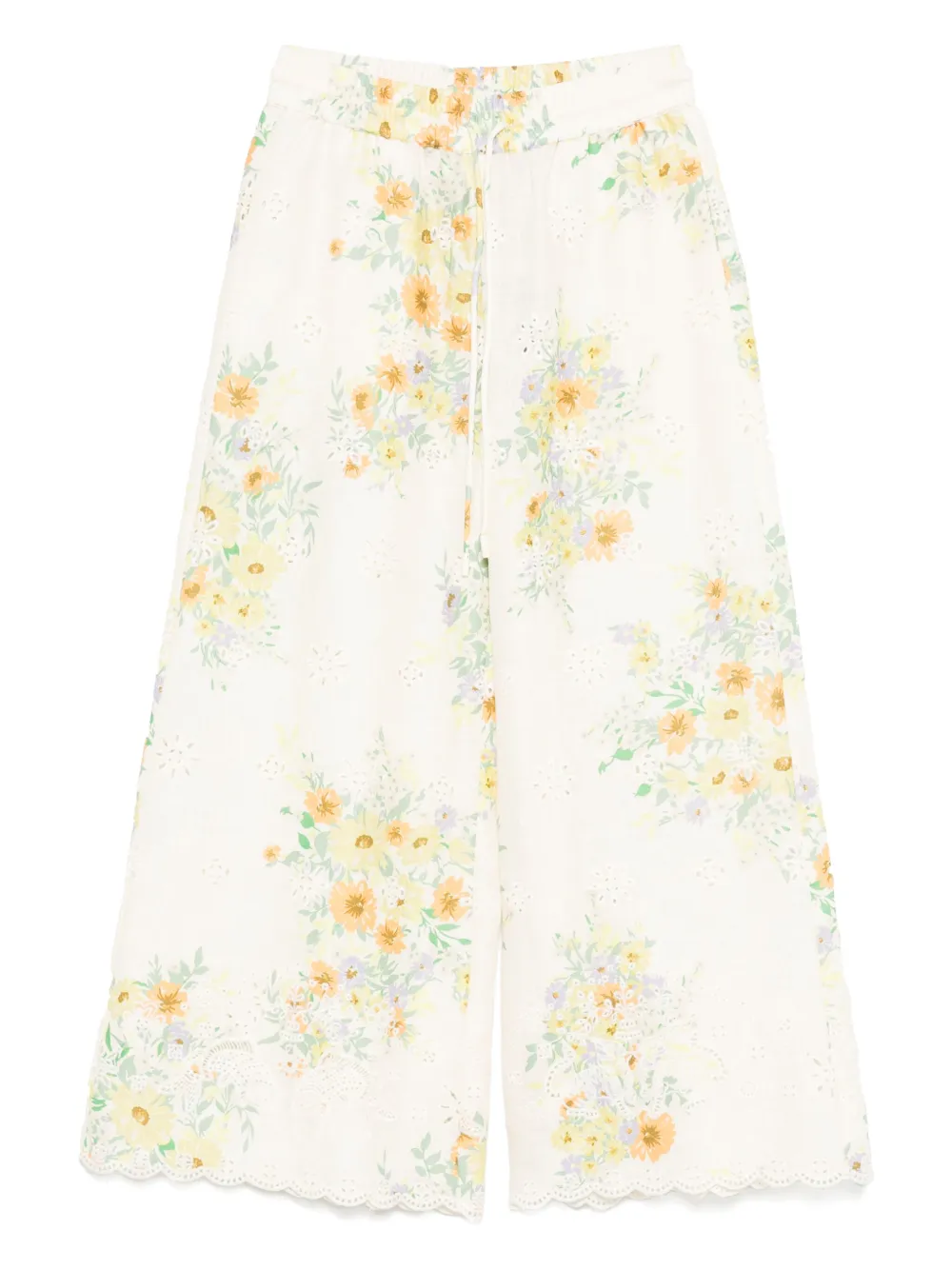 ALEMAIS Broek met bloemenprint Beige