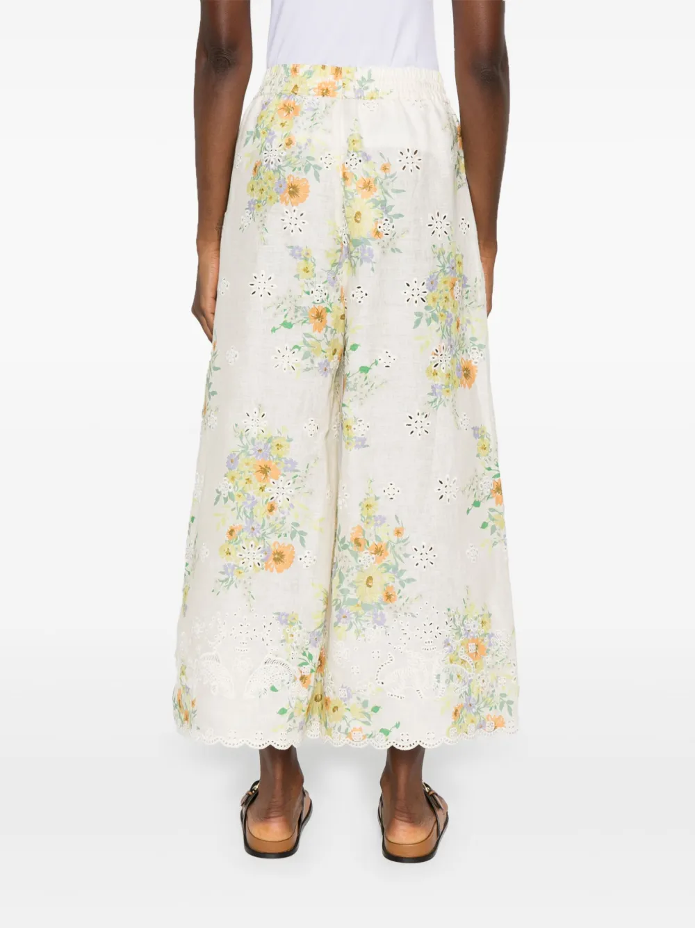 ALEMAIS Broek met bloemenprint Beige