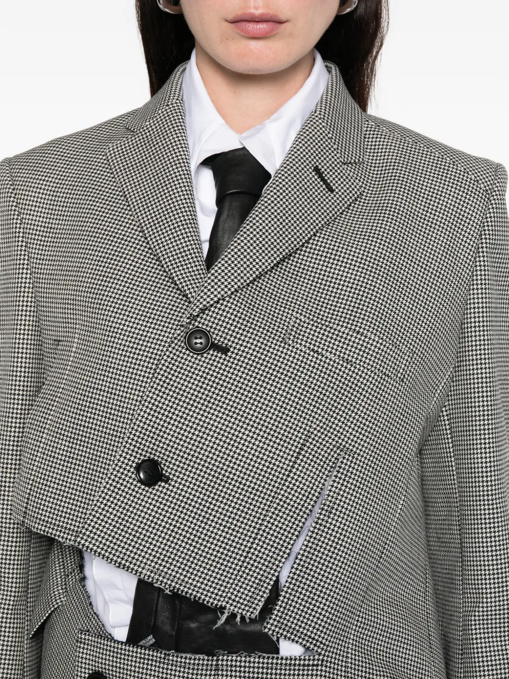 Comme Des Garçons Jack met pied-de-poule print en uitgesneden details Zwart