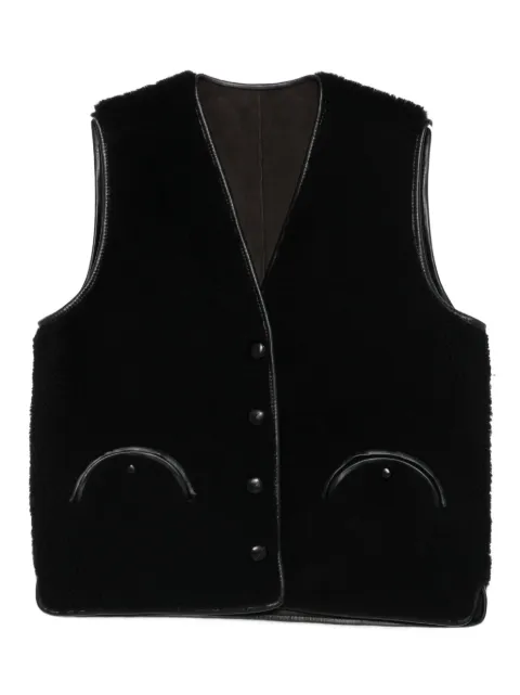 Blazé Milano leather-trim buttoned gilet
