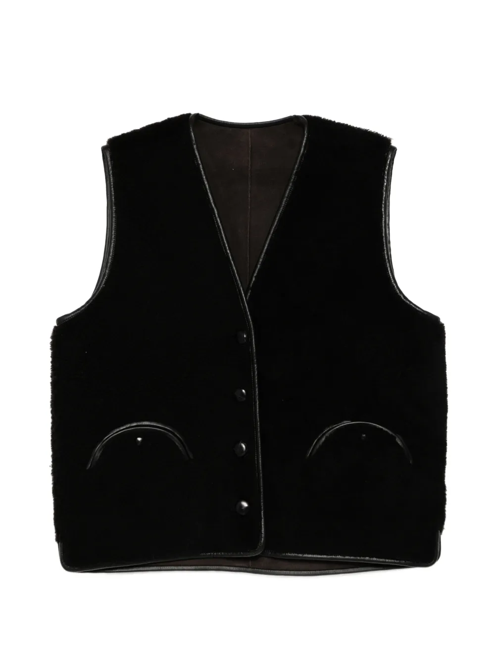 Blazé Milano leather-trim buttoned gilet - Marrone