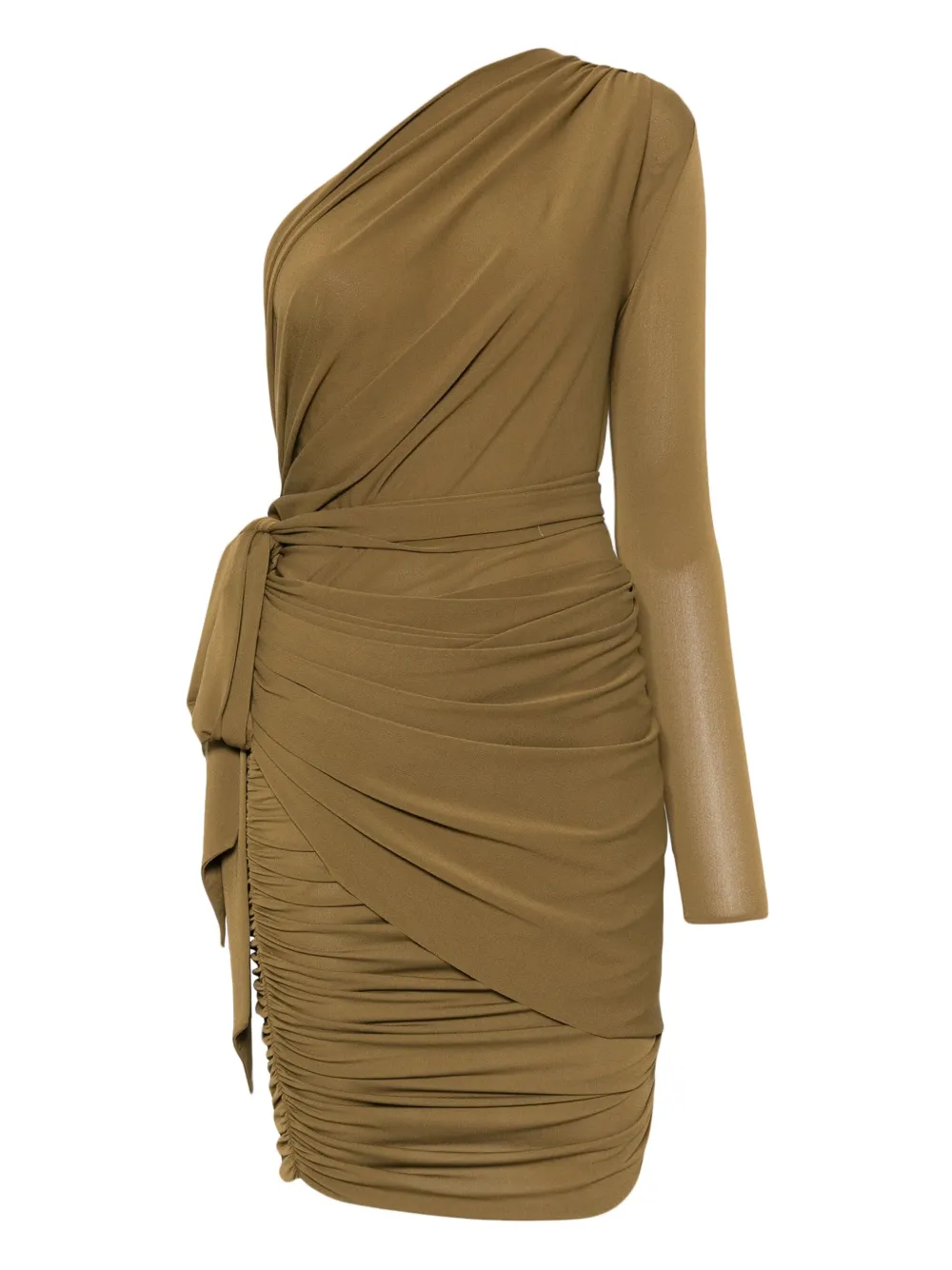 Alex Perry one-shoulder draped mini dress Groen