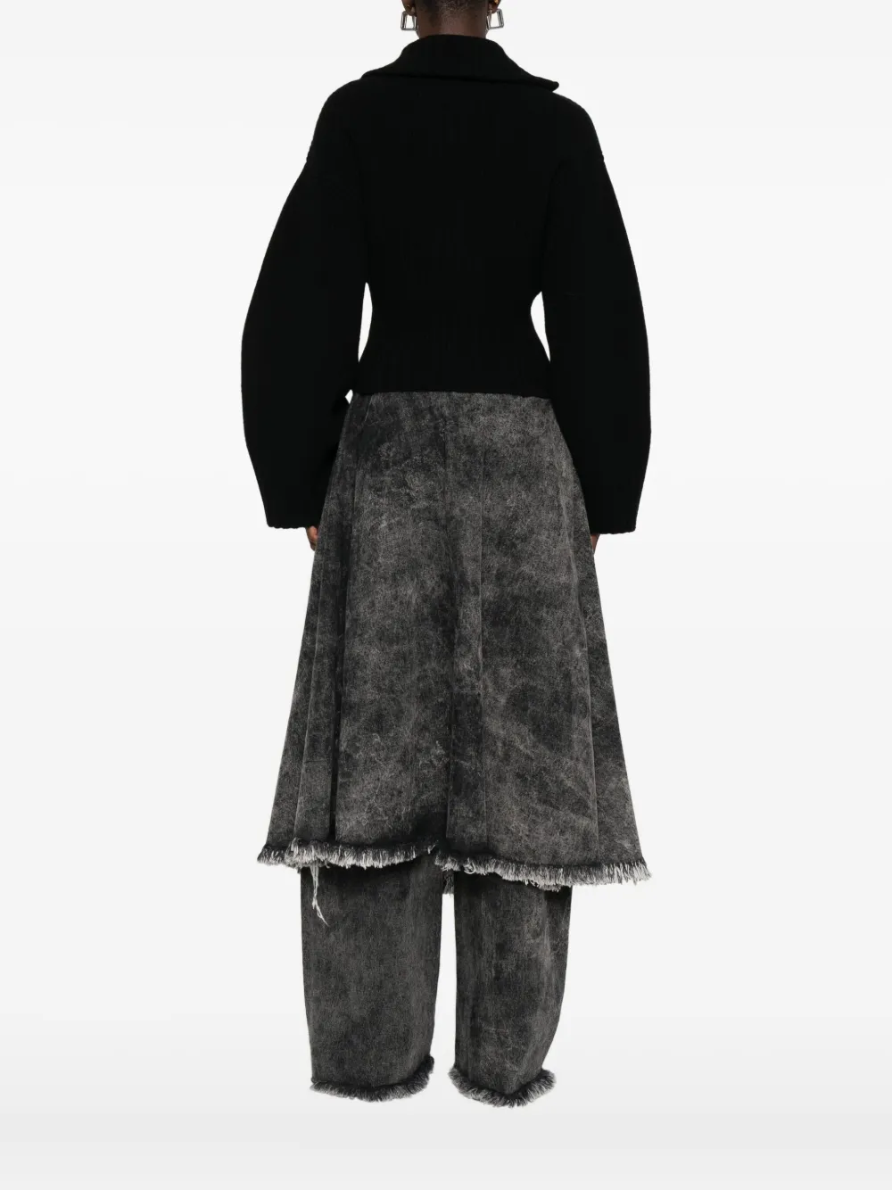 The Attico zip-front ribbed cardigan Zwart