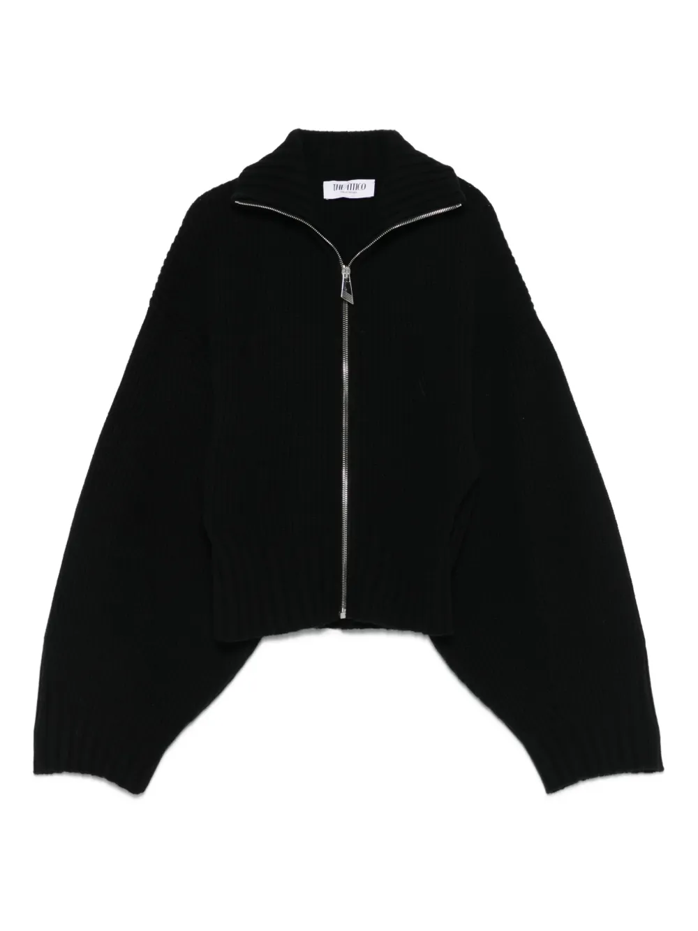 The Attico zip-front ribbed cardigan Zwart