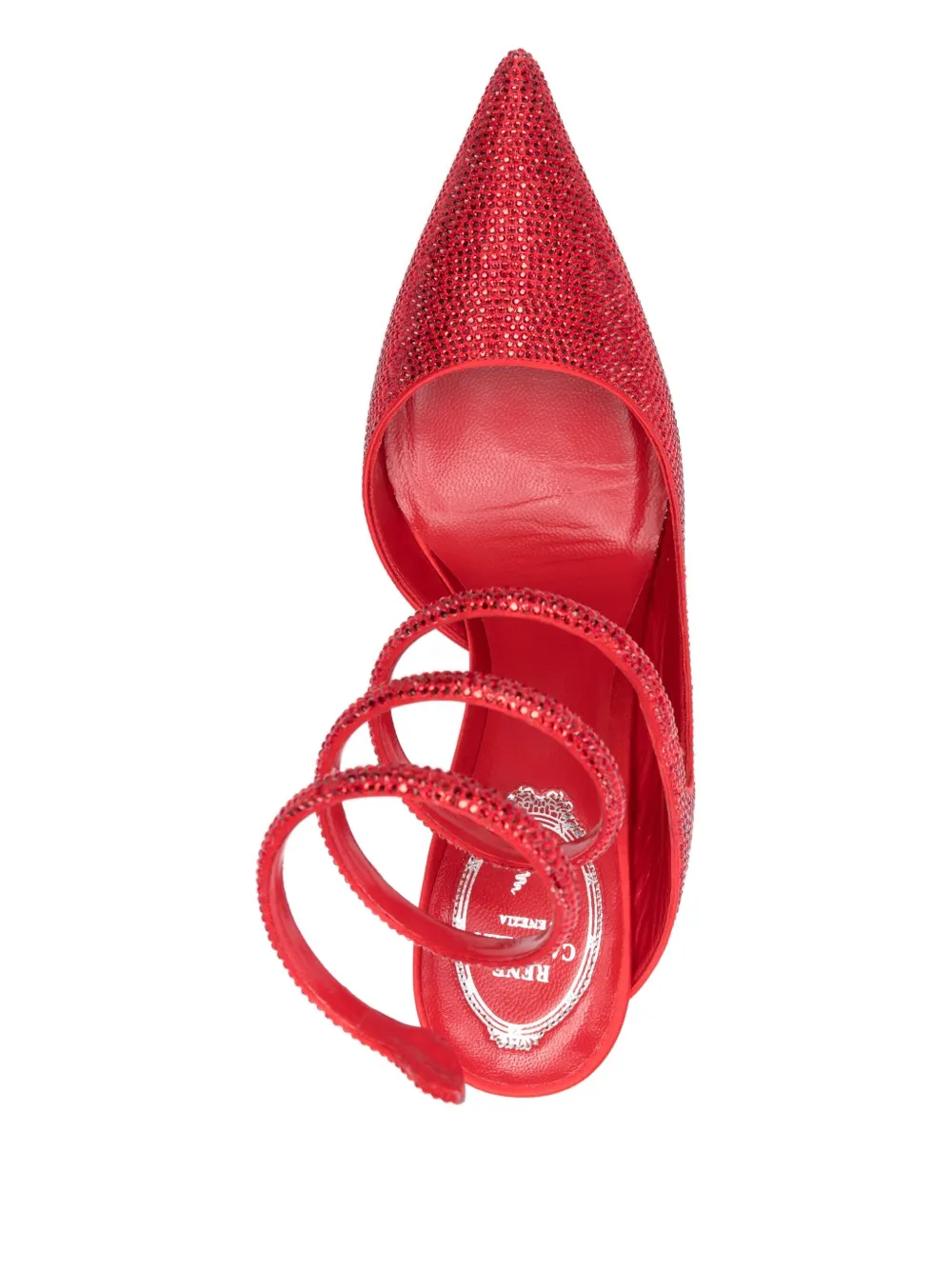 René Caovilla 100mm Cleo crystal-embellished spiral-strap pumps Red