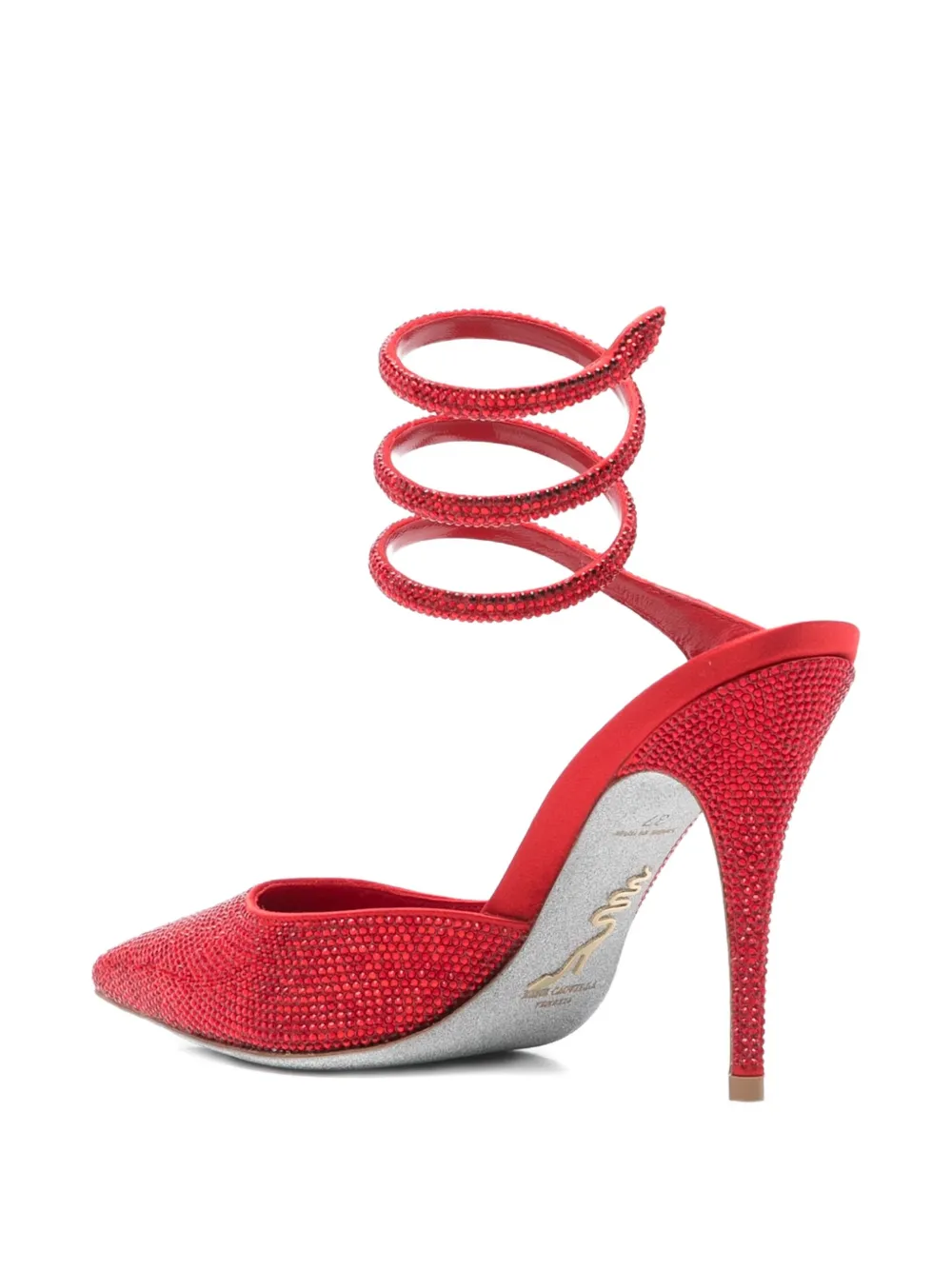 René Caovilla 100mm Cleo crystal-embellished spiral-strap pumps Red