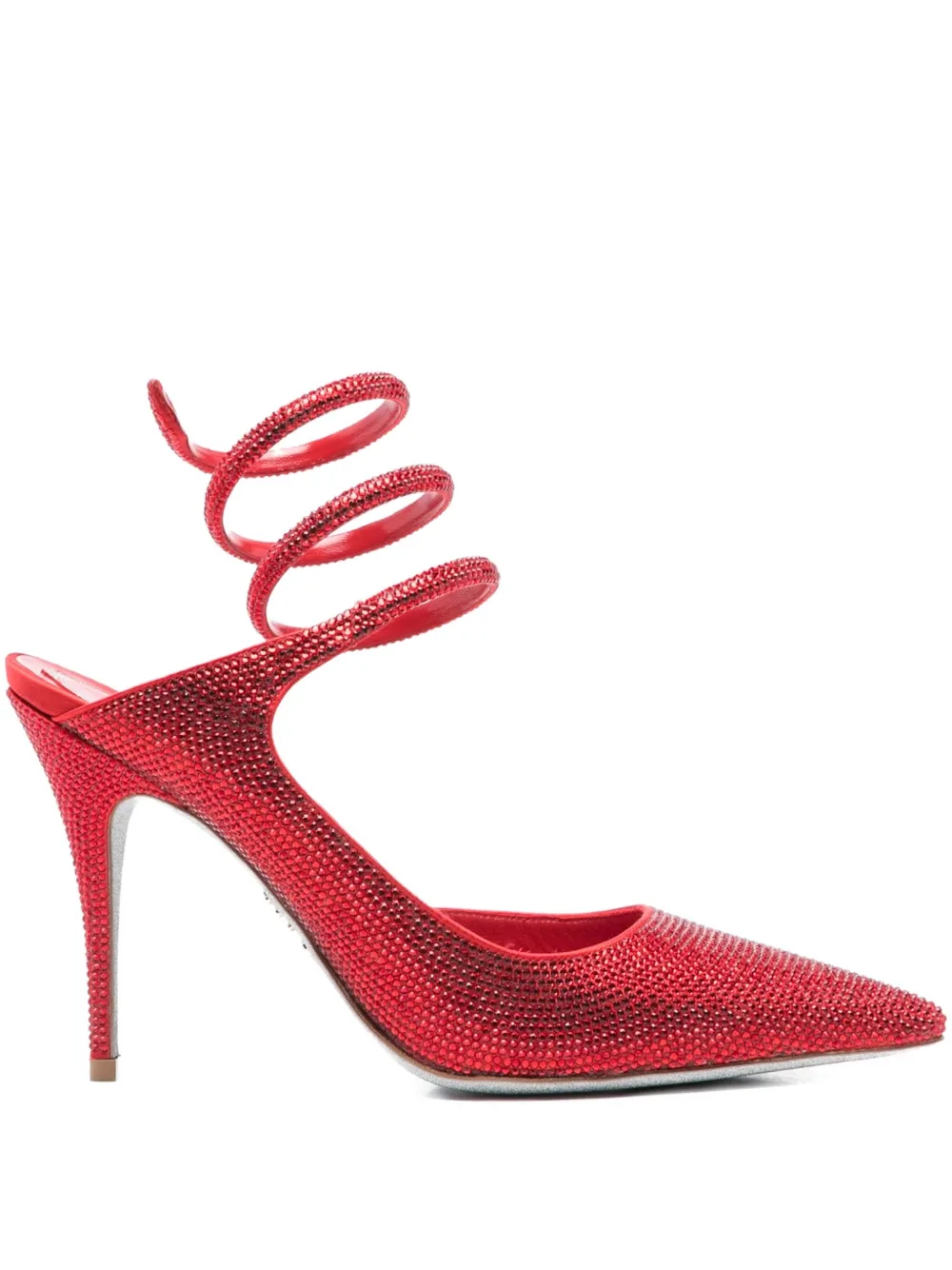 René Caovilla 100mm Cleo crystal-embellished spiral-strap pumps Red