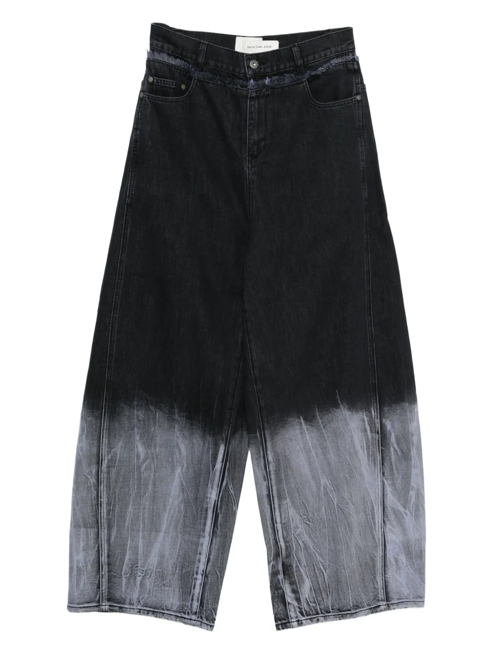 Feng Chen Wang frayed dip-dye trousers | Black | Image 1