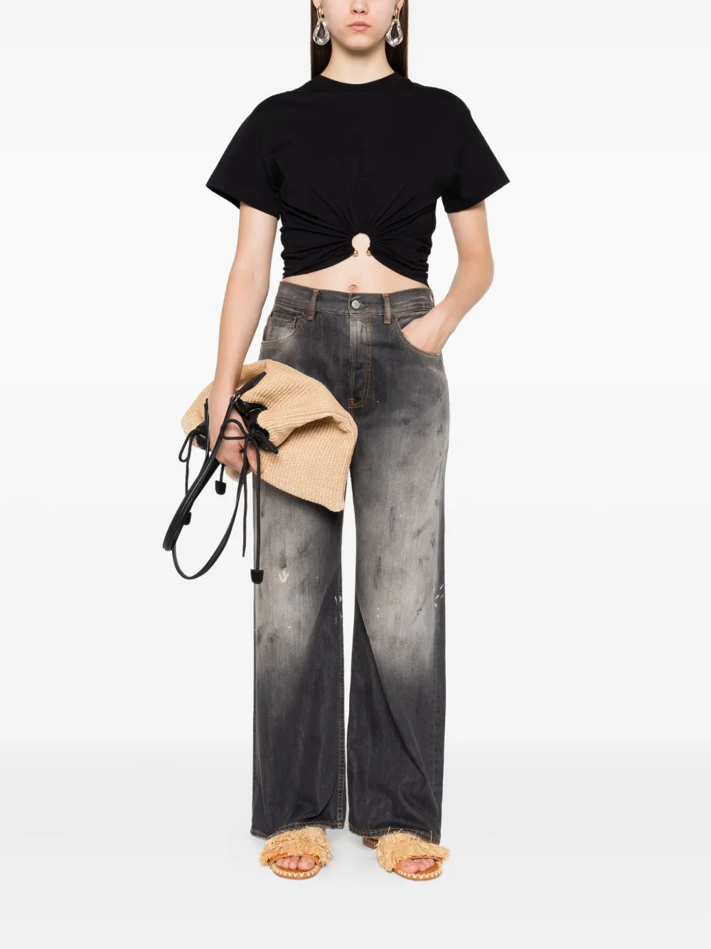 Rabanne T-shirt met ring detail Zwart