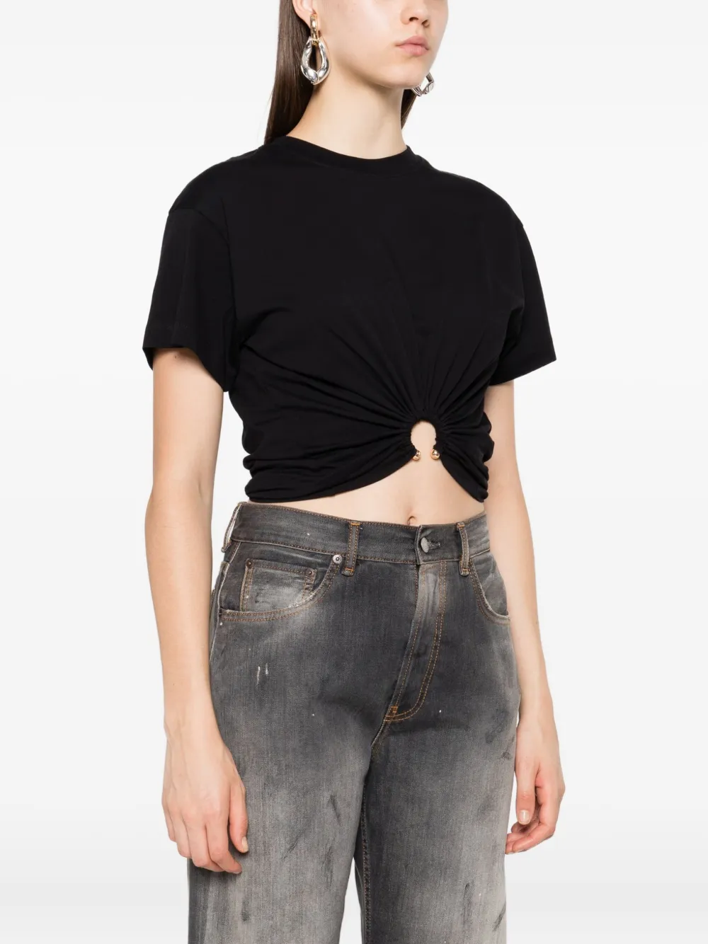 Rabanne T-shirt met ring detail Zwart