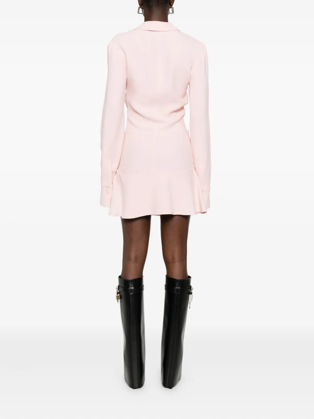 The Attico Jurk met gesmockt details en kraag Roze