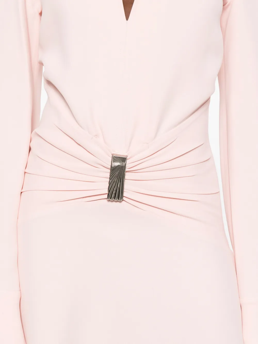 The Attico Jurk met gesmockt details en kraag Roze