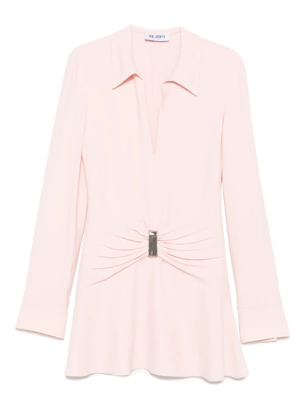 The Attico gathered-detail collared dress Roze