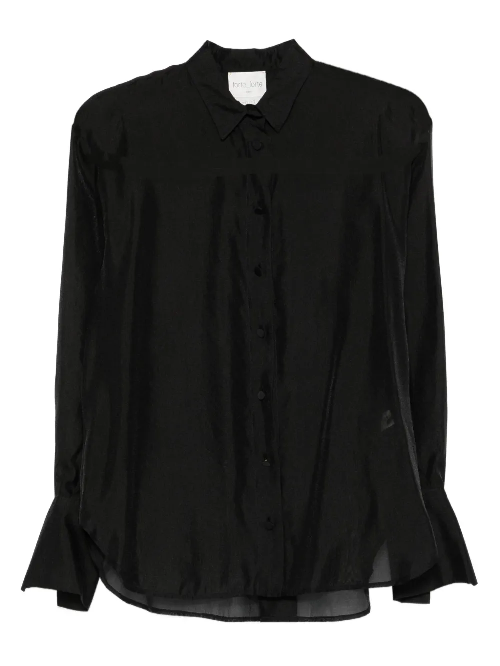 Forte Blouse met doorzichtig vlak en kraag Zwart
