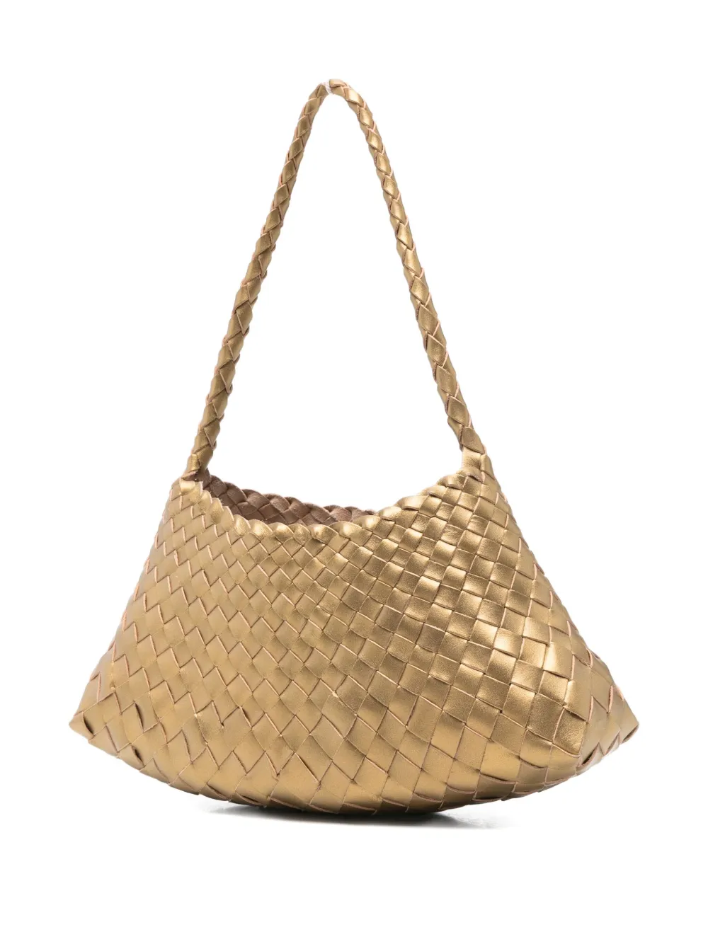 Dragon Diffusion Woven Leather Basket Shoulder Bag In Brown