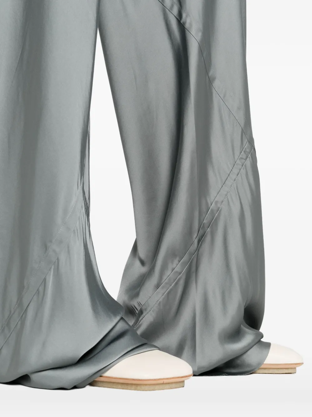 Rick Owens Satijnen broek met trekkoord Groen