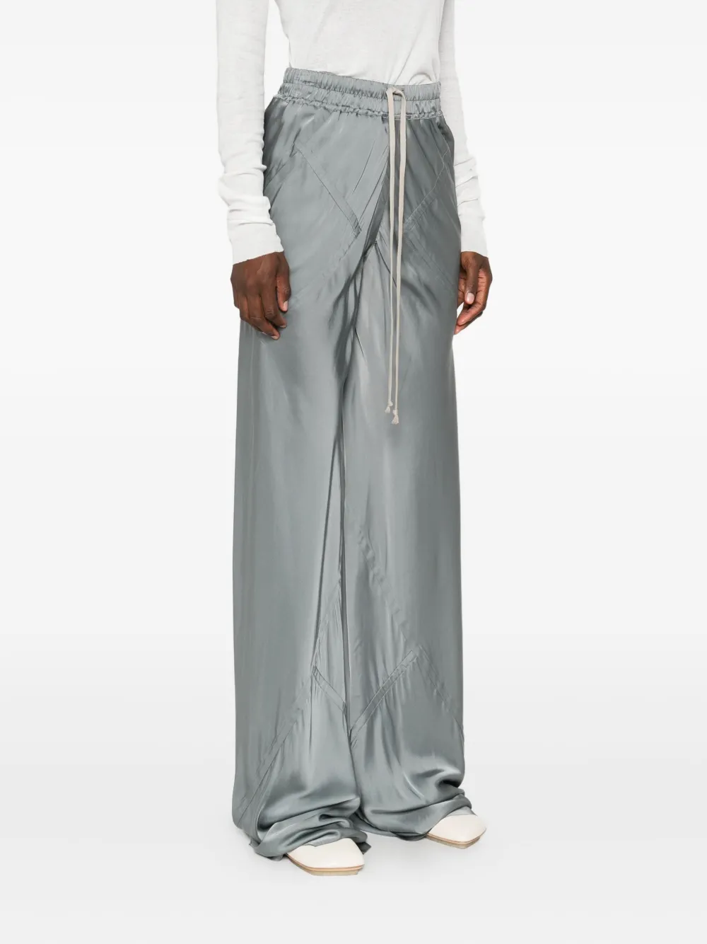 Rick Owens Satijnen broek met trekkoord Groen