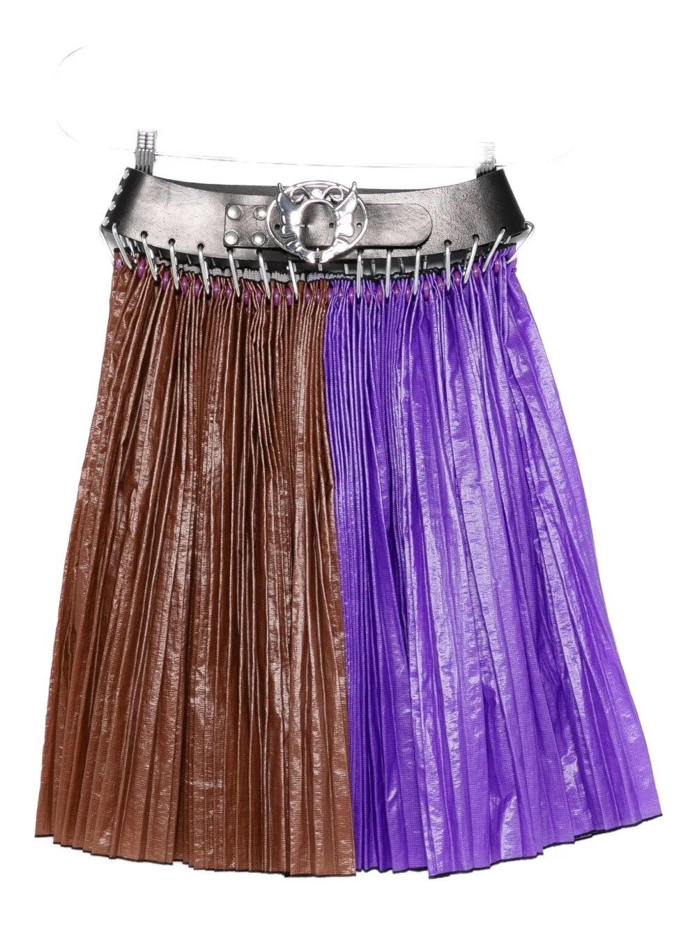 Chopova Lowena Pleated Carabiner Skirt In Brown