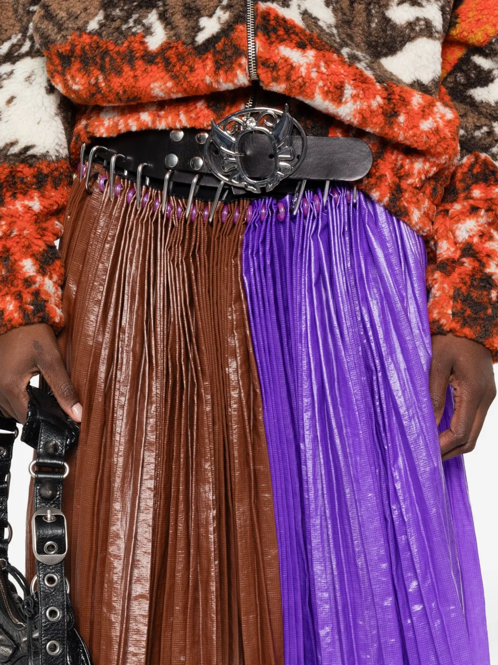 Chopova Lowena Plooirok met karabijnhaken Bruin