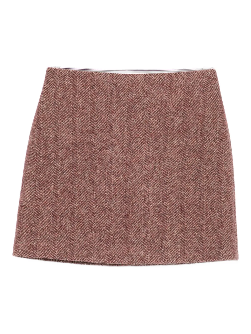 Blazé Milano Herringbone Mini Skirt In Burgundy