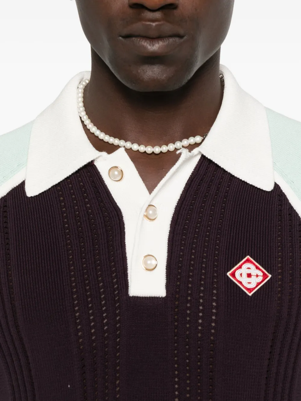 Casablanca Poloshirt met colourblocking Paars