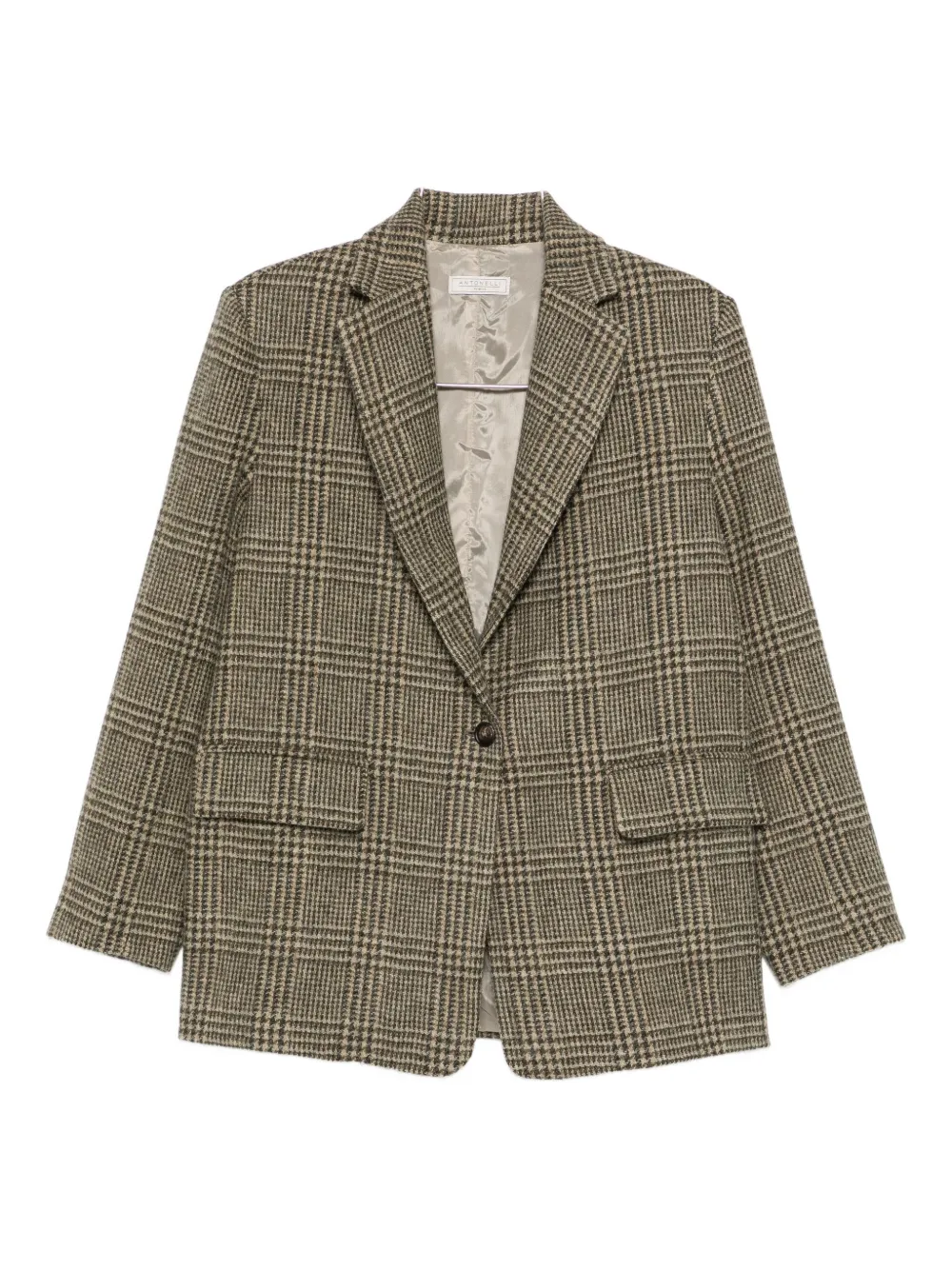 Antonelli Flambé Checked Single-breasted Blazer In Green