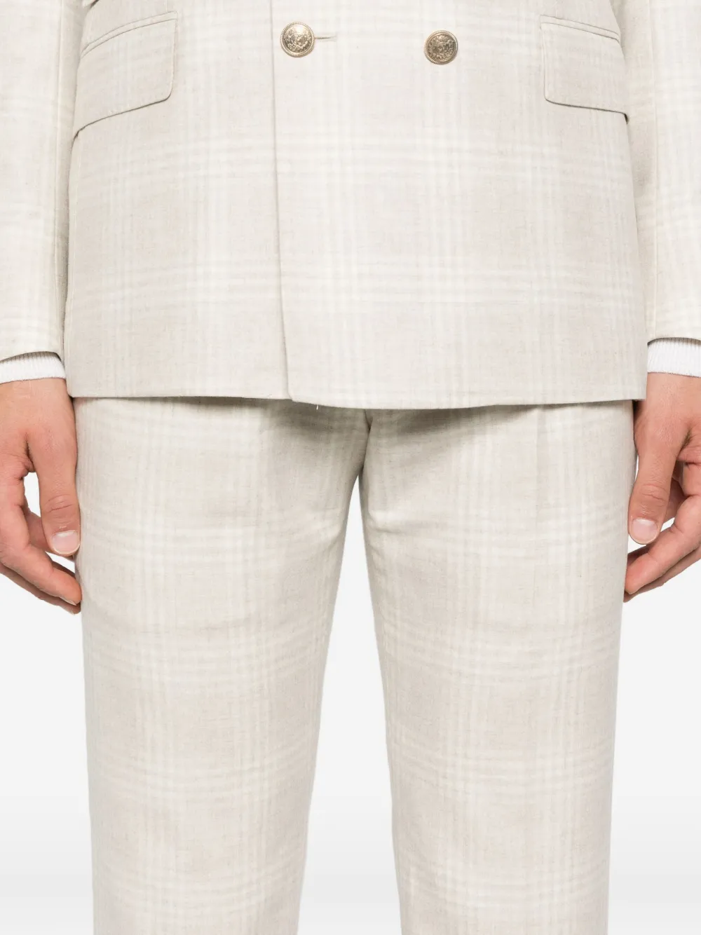 Eleventy checked double-breasted suit Beige