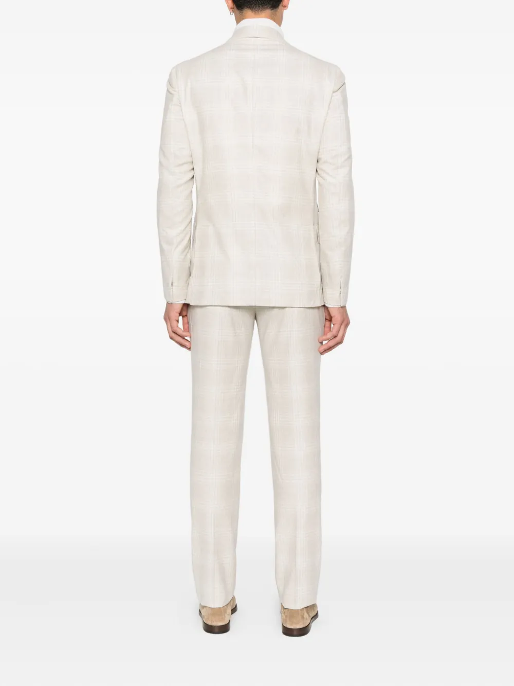 Eleventy checked double-breasted suit Beige