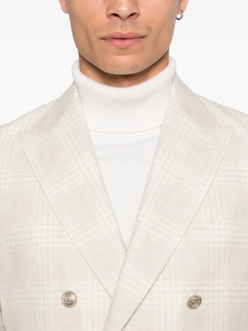 Eleventy checked double-breasted suit Beige